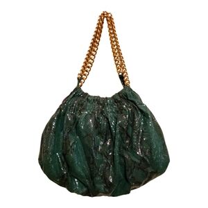 Gianni Bini Green Shoulder Bag with Gold Chain